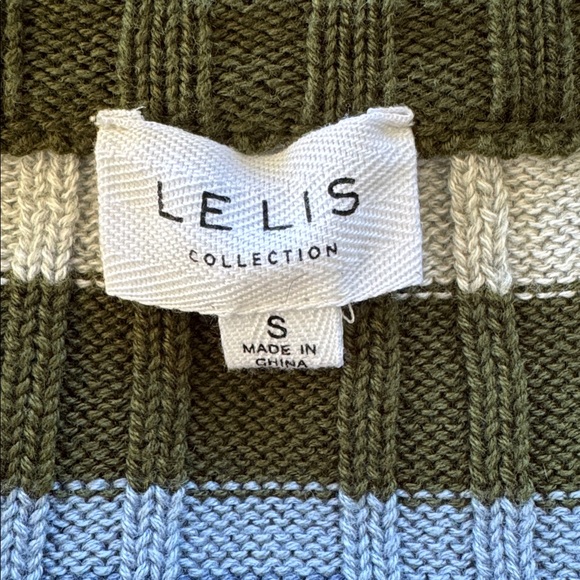 Le Lis green blue stripe stretch ribbed knit cropped long sleeve sweater small - Picture 12 of 14